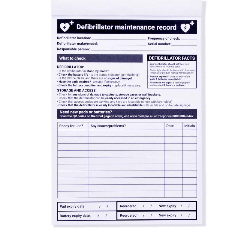 Defibrillator Instructions.pdf Defibrillator Maintenance Booklet – Medisave UK