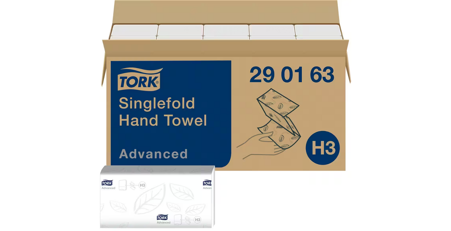Tork Blue Singlefold Hand Towel 2ply H3 (15x250)