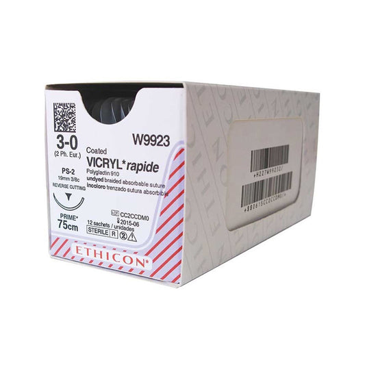 Coated VICRYL rapide Suture: 19mm 75cm undyed 3-0 2 (x12) - 