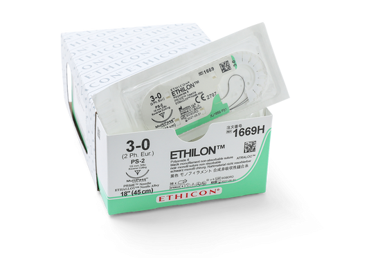 ETHILON suture - Monofilament - black - 3-0 - 45cm - 1 x Reverse Cutting Prime - 24mm - 3/8C - 36