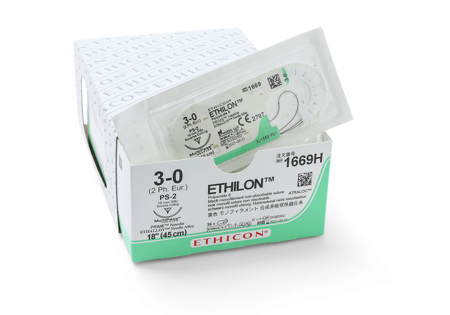 ETHILON suture - Monofilament - black - 6-0 - 45cm - 1 x Reverse Cutting Prime - 11mm - 3/8C - 12