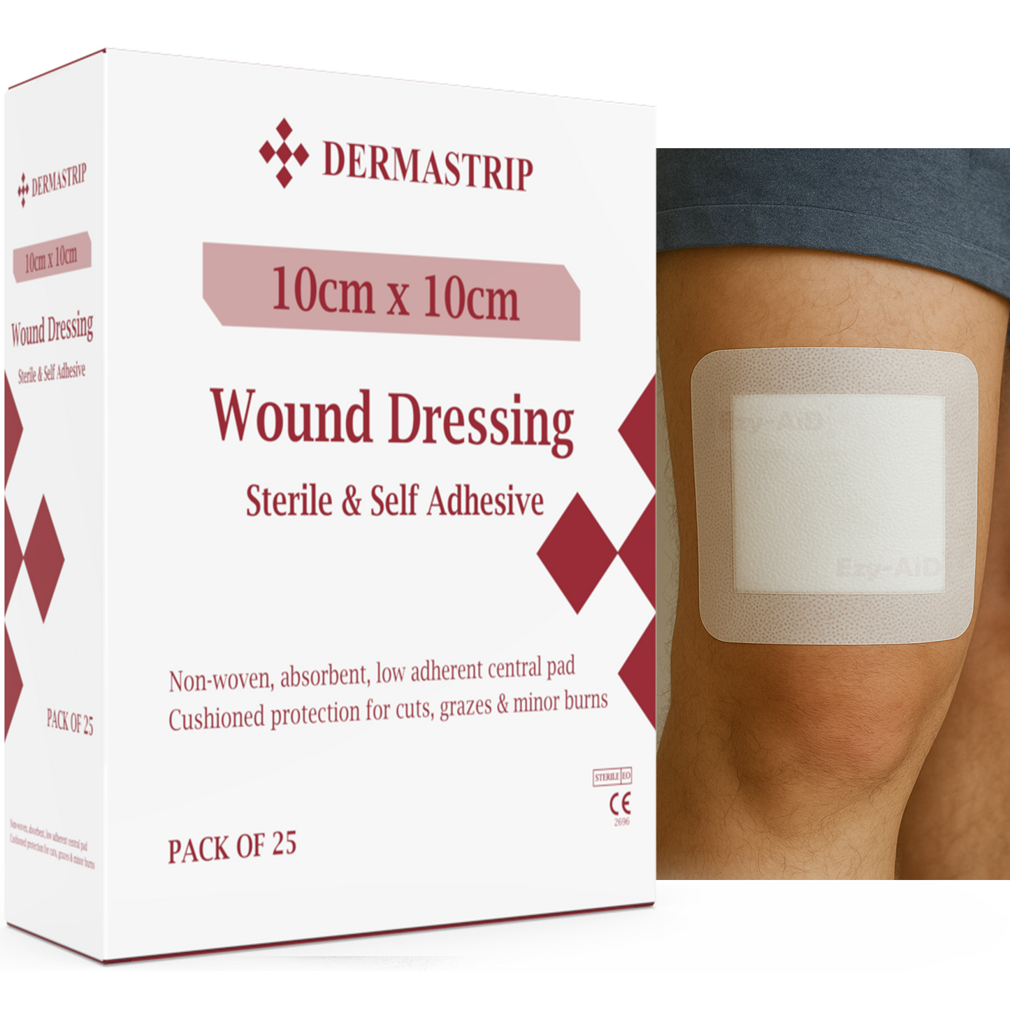 Ezy-Aid Dermastrip Sterile Wound Dressing 10x15cm - Pask of 25 - 