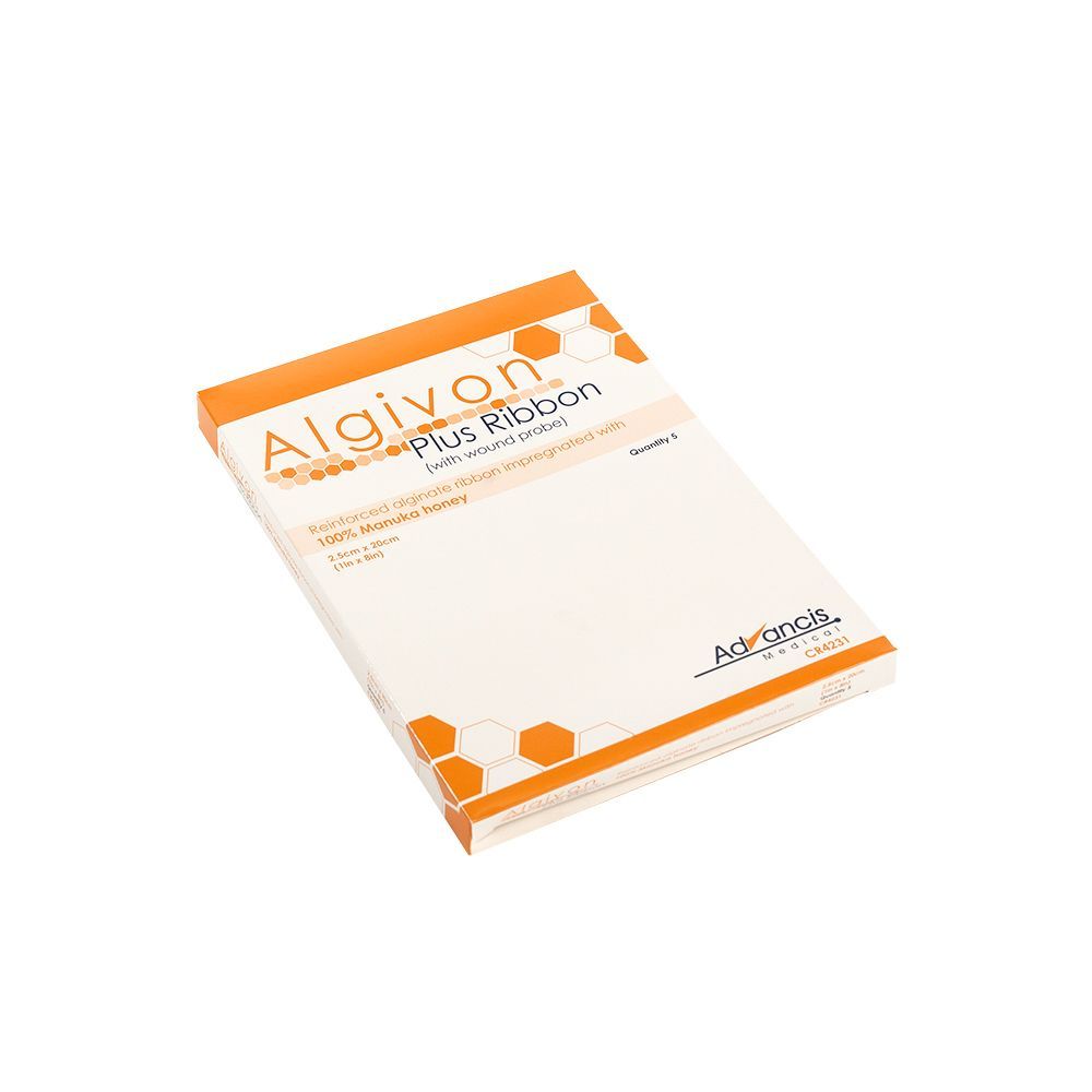 Algivon plus ribbon with 100% manuka honey 2.5cm x 20cm - pack of 5 - Advancis Medical
