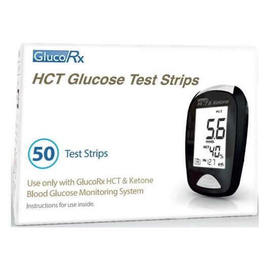 GlucoRx HCT Glucose Test Strips x 50 - Short Dated - Medisave UK