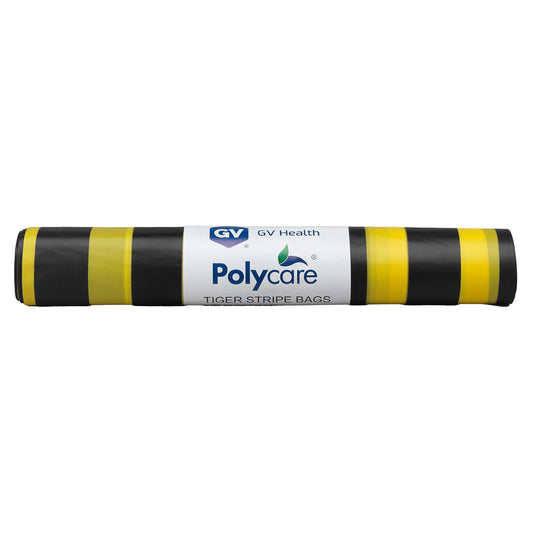 90L Tiger Stripe Polythene Waste Bag, Large, Heavy Duty 75mu - 1 Roll of 10 - 