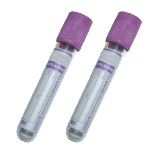 BD Vacutainer Plastic Tube 2ml with Lavender Hemogard Closure - Pack of 100 - 