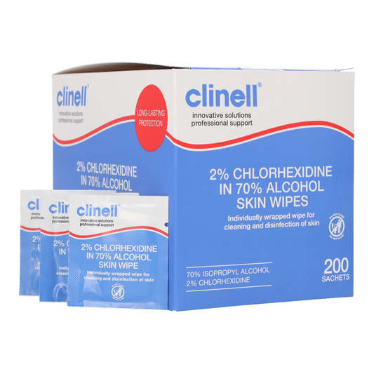 Clinell Alcoholic 2% Chlorhexidine Skin Wipes x 200 - Clinell