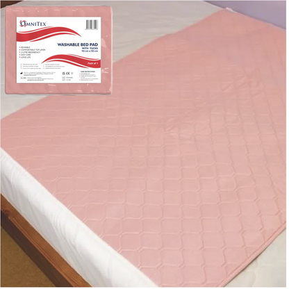 Incontinence Bed Pads - Washable/Reusable 90 x 90cm with tucks - 3 litre Capacity - Omnitex