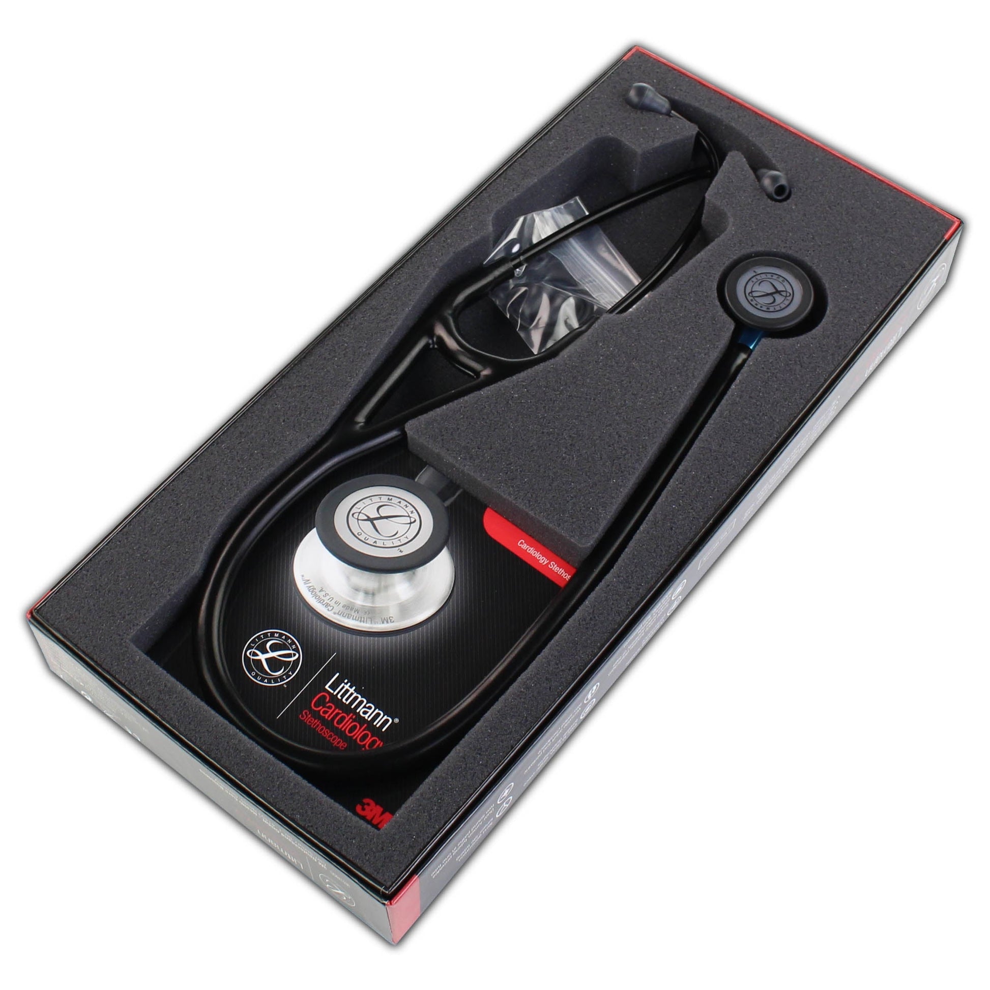 Littmann Cardiology IV Diagnostic Stethoscope: Black & Black - Blue Stem 6201 - Over Engraved - Littmann Stethoscopes