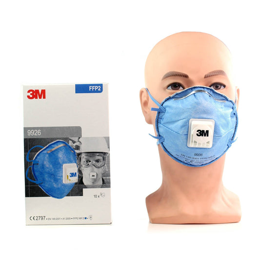 3M™ Particulate Respirator Face Mask FFP2 Valved - 9926 - Box of 10 - CLERANCE - Expiry 05/2024
