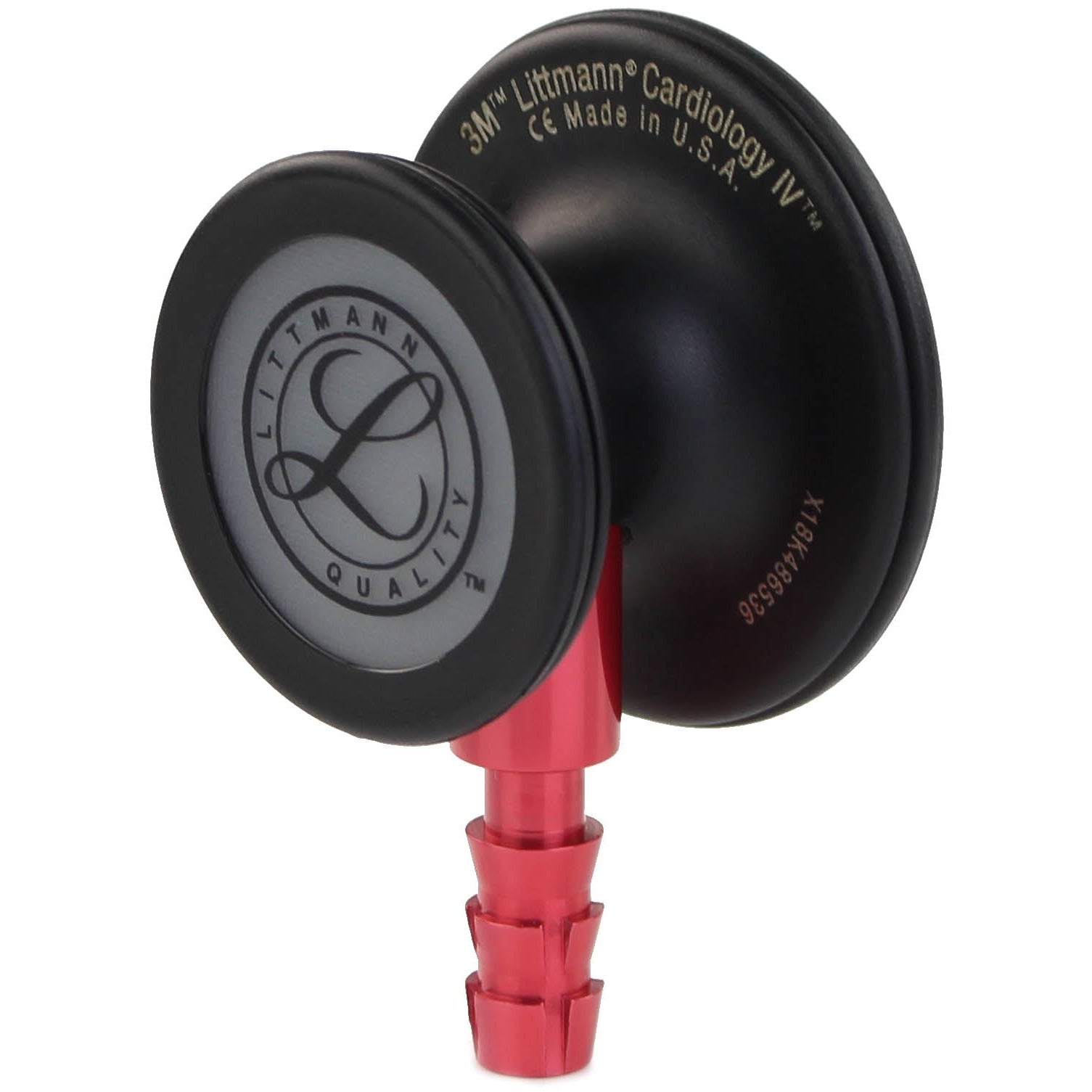 Cardiology IV Diagnostic Stethoscope: Black & Black - Red Stem 6200 - Over Engraved - Littmann Stethoscopes