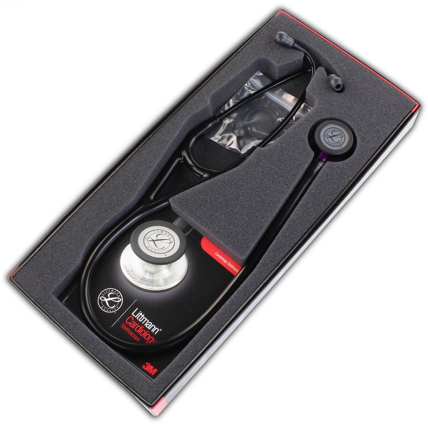 Littmann Cardiology IV Diagnostic Stethoscope: Black & Black - Violet Stem 6203 - Over Engraved - Littmann Stethoscopes