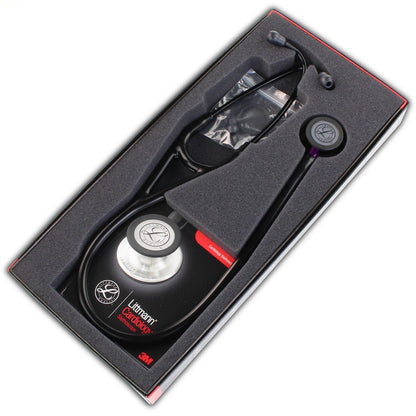 Littmann Cardiology IV Diagnostic Stethoscope: Black & Black - Violet Stem 6203 - Over Engraved - Littmann Stethoscopes