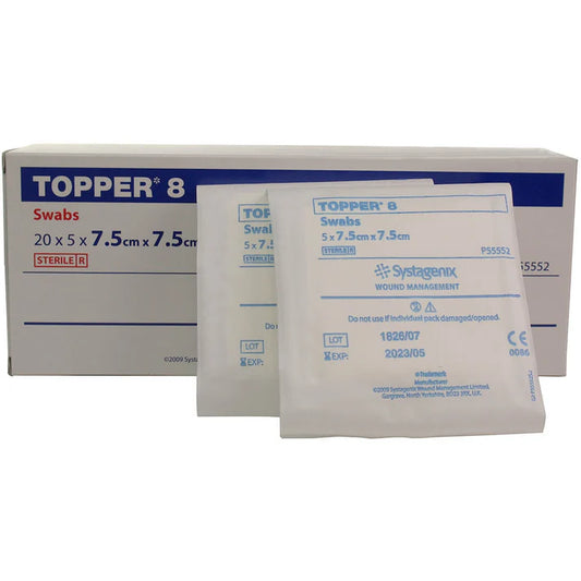 J&J TOPPER 7.5cm x 7.5cm Sterile  x 400 pks of 5 swabs (FULLCASE) - 