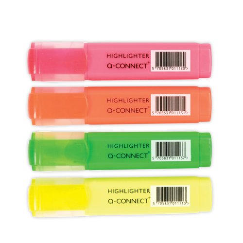 Q-Connect Assorted Highlighter Pens - Pack of 4 - 