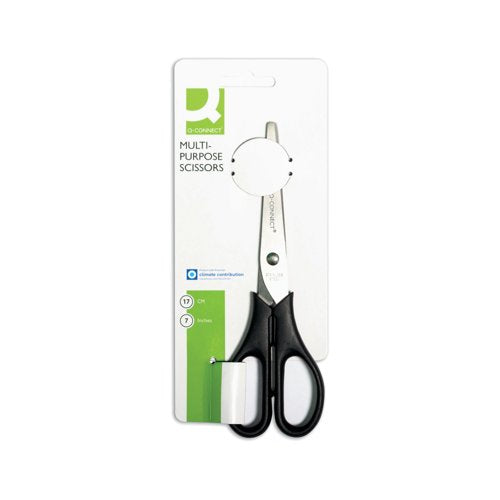 Q-Connect Ergonomic Scissors 170mm Stainless Steel Blades Black Handle - 