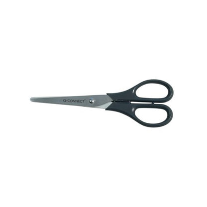 Q-Connect Ergonomic Scissors 170mm Stainless Steel Blades Black Handle ...