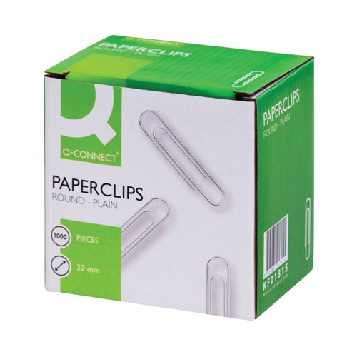 Q-Connect Paperclips Plain 32mm (Pack of 1000) - 