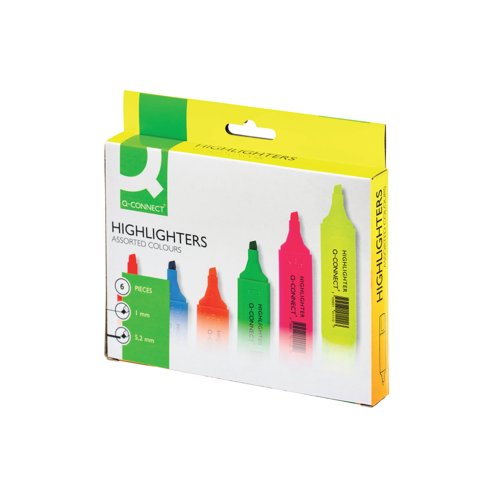 Q-Connect Assorted Highlighter Pens - Pack of 6 - 