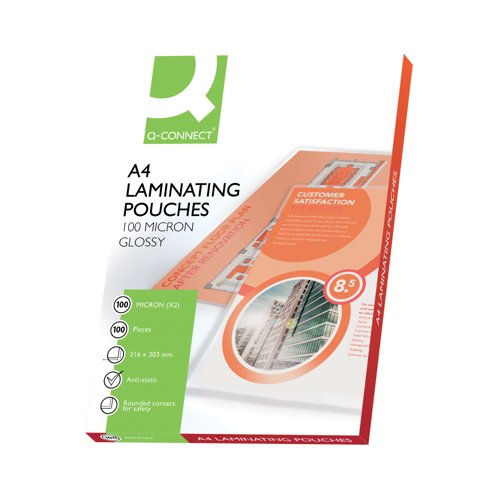 Q-Connect A4 Laminating Pouch 200 Micron - Pack of 100 - 