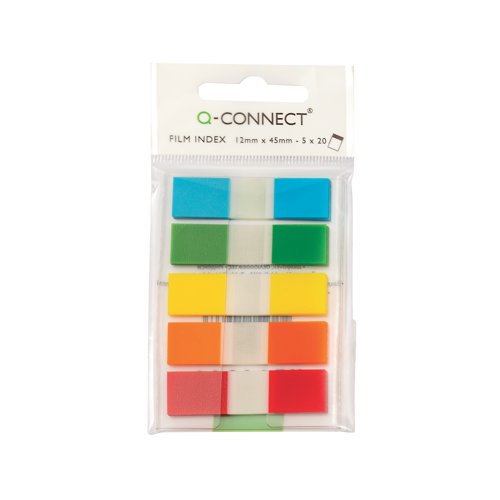 Q-Connect Page Markers 1/2 Inch Assorted (100 Pack) - 