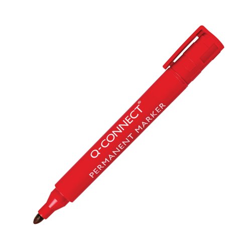 Q-Connect Permanent Marker Pen Bullet Tip Red (Pack of 10) - 