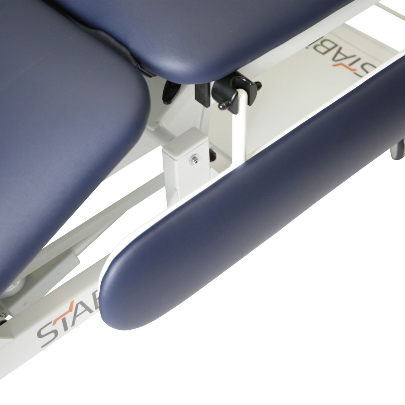 Stabil Klinical 3-Section Couch with Electric Backrest - White Frame and Navy Upholstery - 