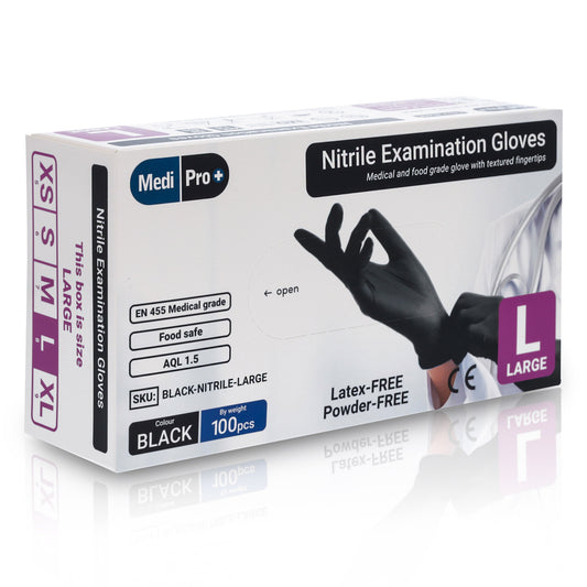 Black Nitrile Gloves - Box of 100 - Large - MediPro
