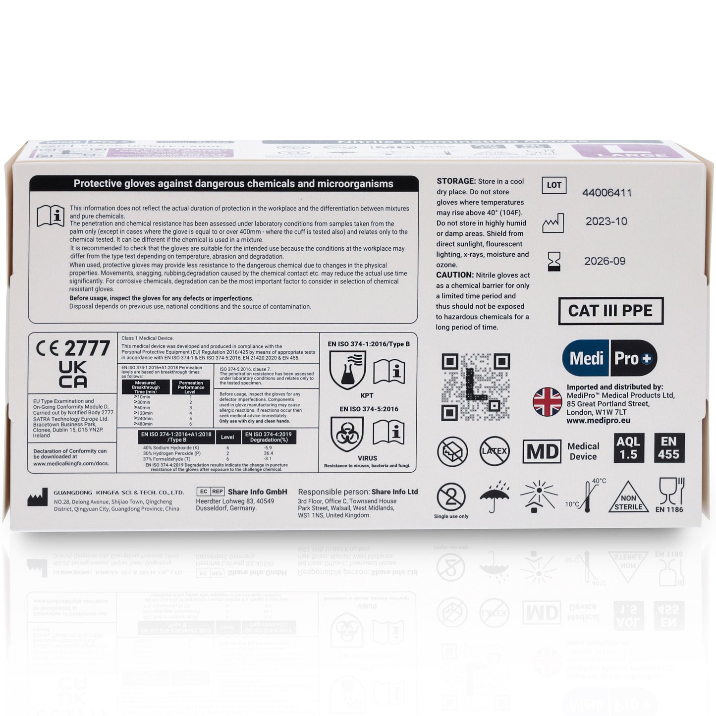 Black Nitrile Gloves - Box of 100 - Large - MediPro