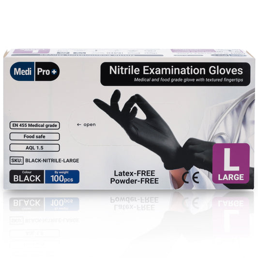 Black Nitrile Gloves - Box of 100 - Large - MediPro