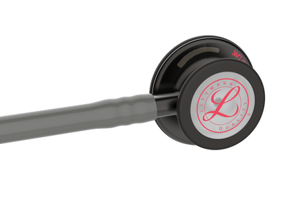 Littmann Cardiology IV Diagnostic Stethoscope: Grey & Smoke - Red Stem - Limited Edition 6183 - Over Engraved - 