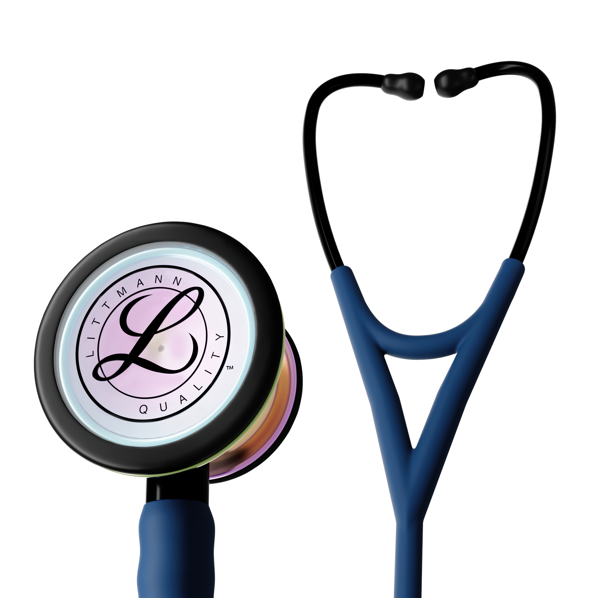 Littmann Cardiology IV Diagnostic Stethoscope: Satin Navy Blue Tube 6242C - High Polish Rainbow Chestpiece with 27" Navy Blue Satin Finish Tube for Added Comfort, Flexibility and Cleanability
