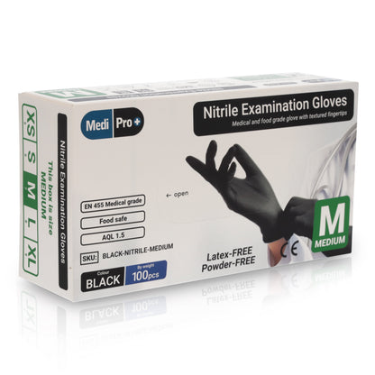 Black Nitrile Gloves - Box of 100 - Medium - MediPro