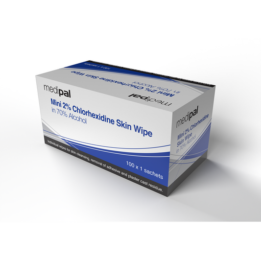 Medipal 70% Alcohol Chlorhexidine Mini Skin Wipes - Pack of 100 - MediPal
