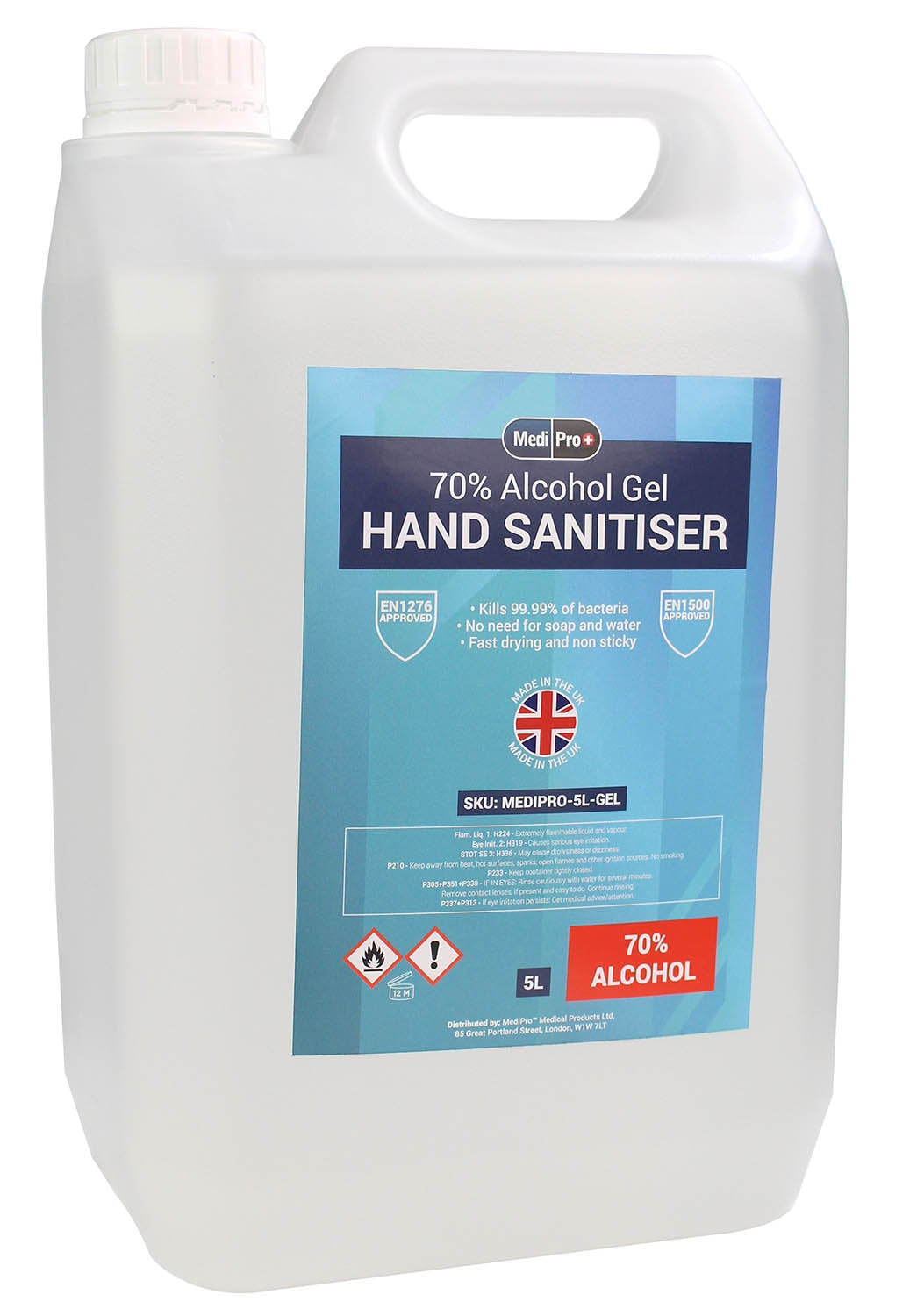 Medisave 70% Alcohol Hand Liquid Gel - 5ltr Container