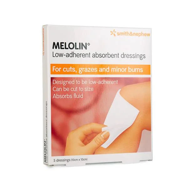 Melolin Low-Adherent Absorbant Dressings - 10cm x 10cm - Pack of 5 - 