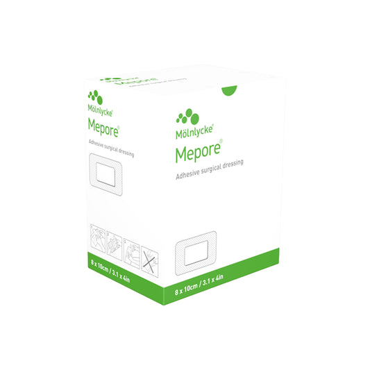 Mepore Self-Adhesive Absorbent Dressing - 10cm x 11cm - Box of 40 - 