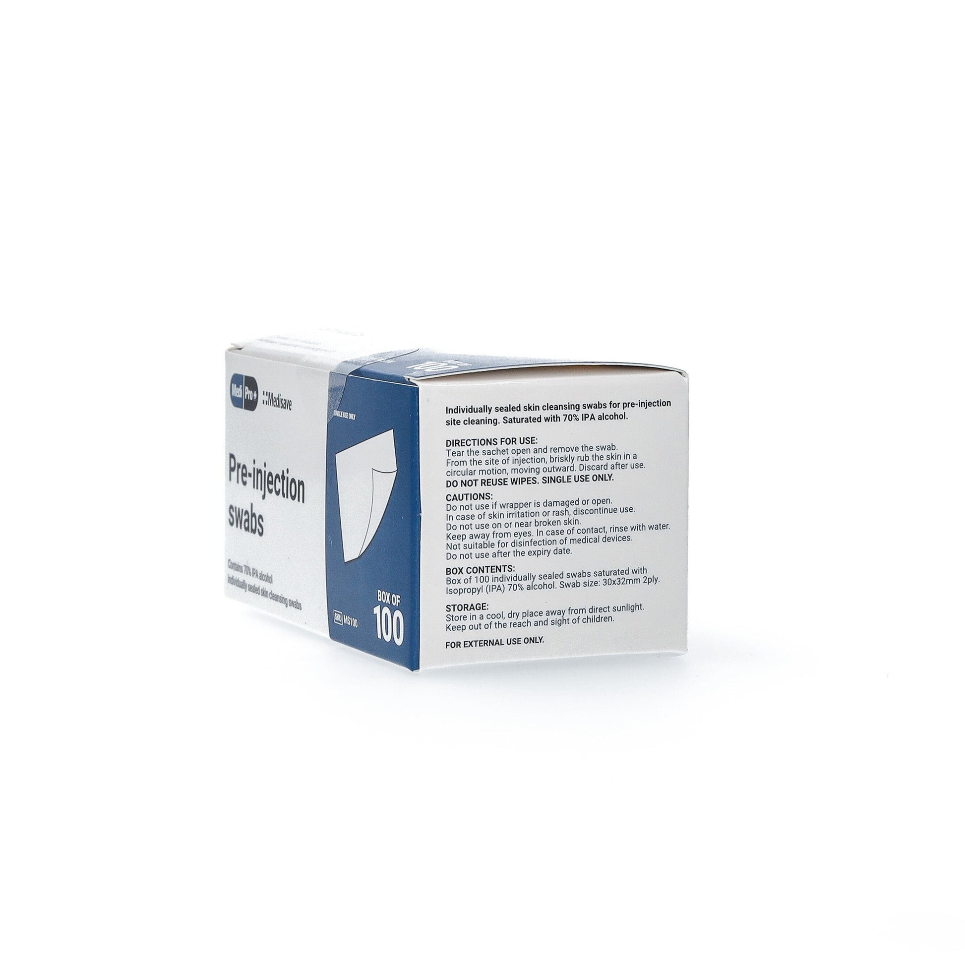 MediPro 70% Alcohol IPA Pre-Injection Swabs x 100 - 