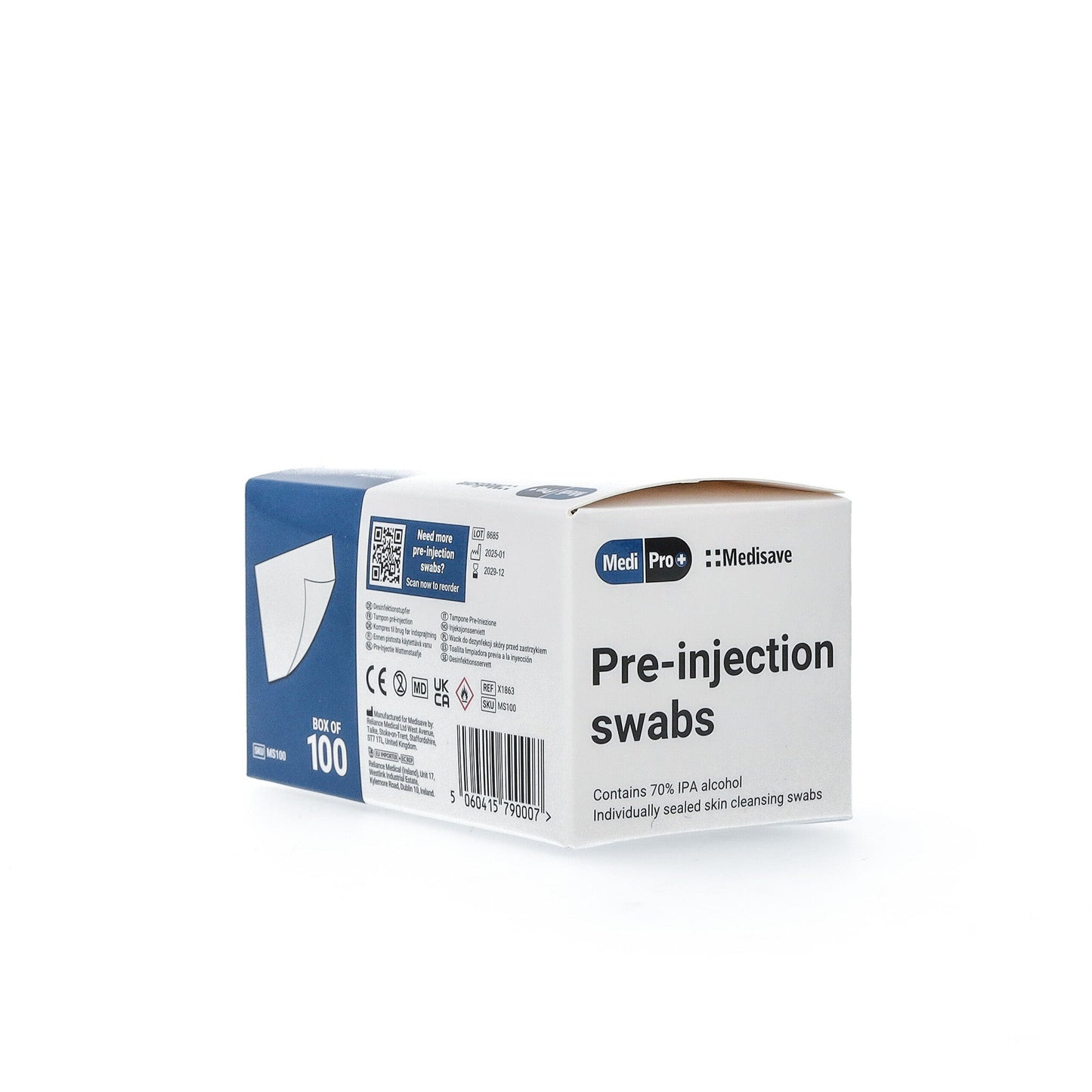 MediPro 70% Alcohol IPA Pre-Injection Swabs x 100 - 