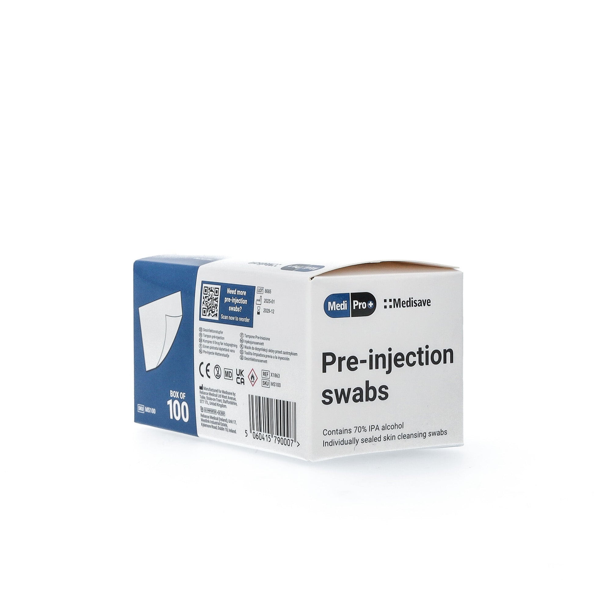MediPro 70% Alcohol IPA Pre-Injection Swabs x 100 - 