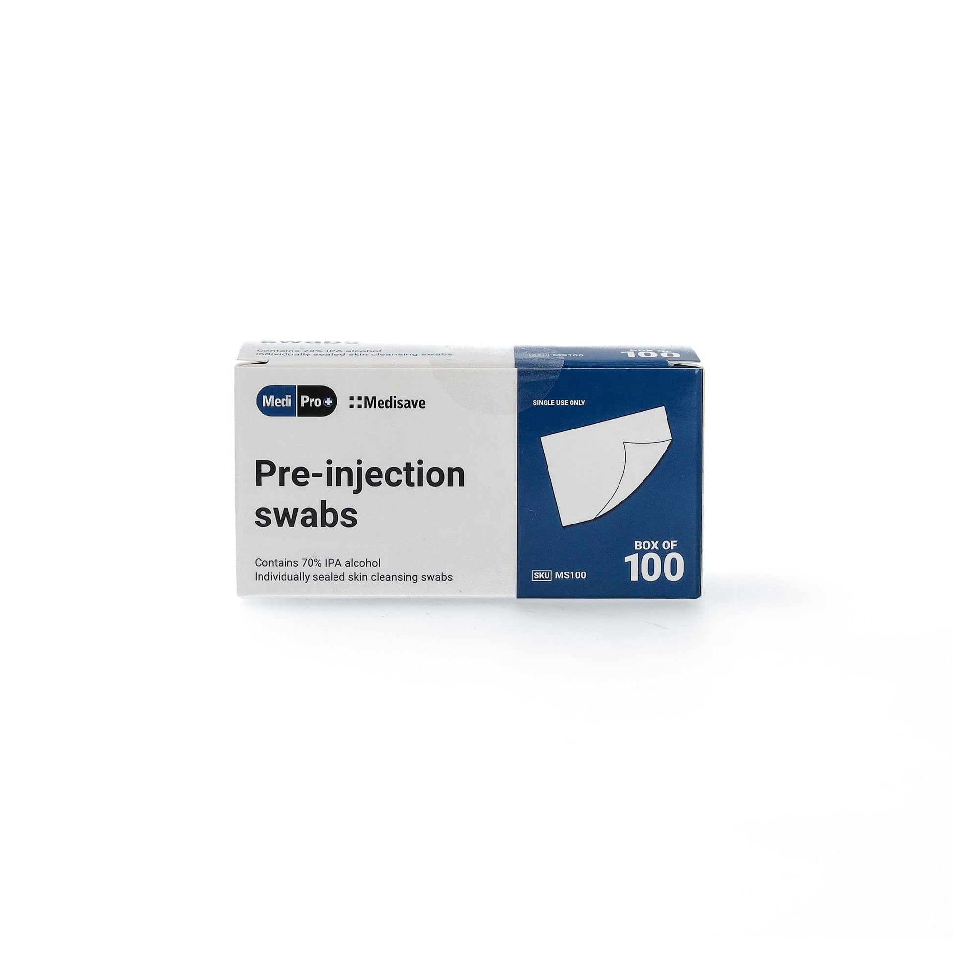 MediPro 70% Alcohol IPA Pre-Injection Swabs x 100 - 