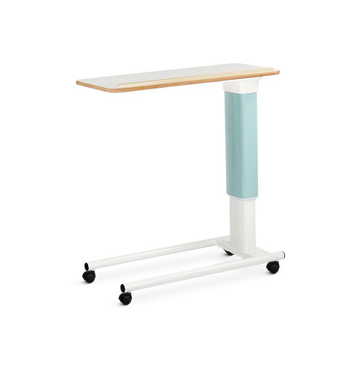 Overbed Table, Height Adjustable, Beech, 1 Lip - Medi-Plinth