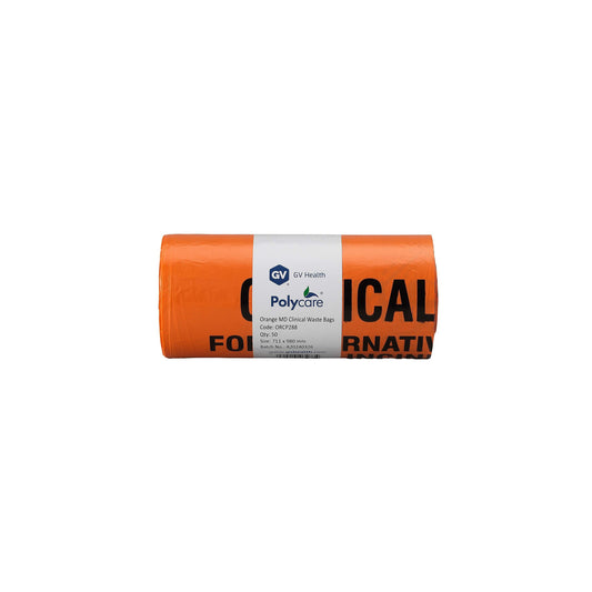 Orange Medium Duty Clinical Waste Bags - 90L Large - Roll of 50 - GV Health