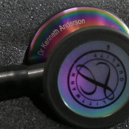 Littmann Cardiology IV Diagnostic Stethoscope: Black & Rainbow 6165 - Over Engraved - Littmann Stethoscopes
