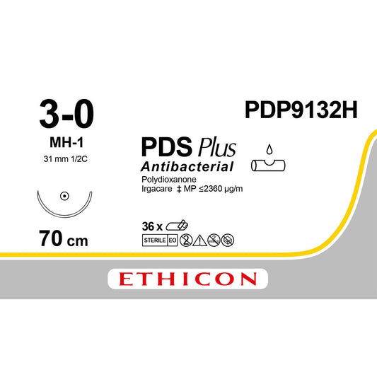 PDP9132H Antibacterial Suture Violet 3-0 70cm PDS Plus 31mm 1/2 Taperpoint - Ethicon