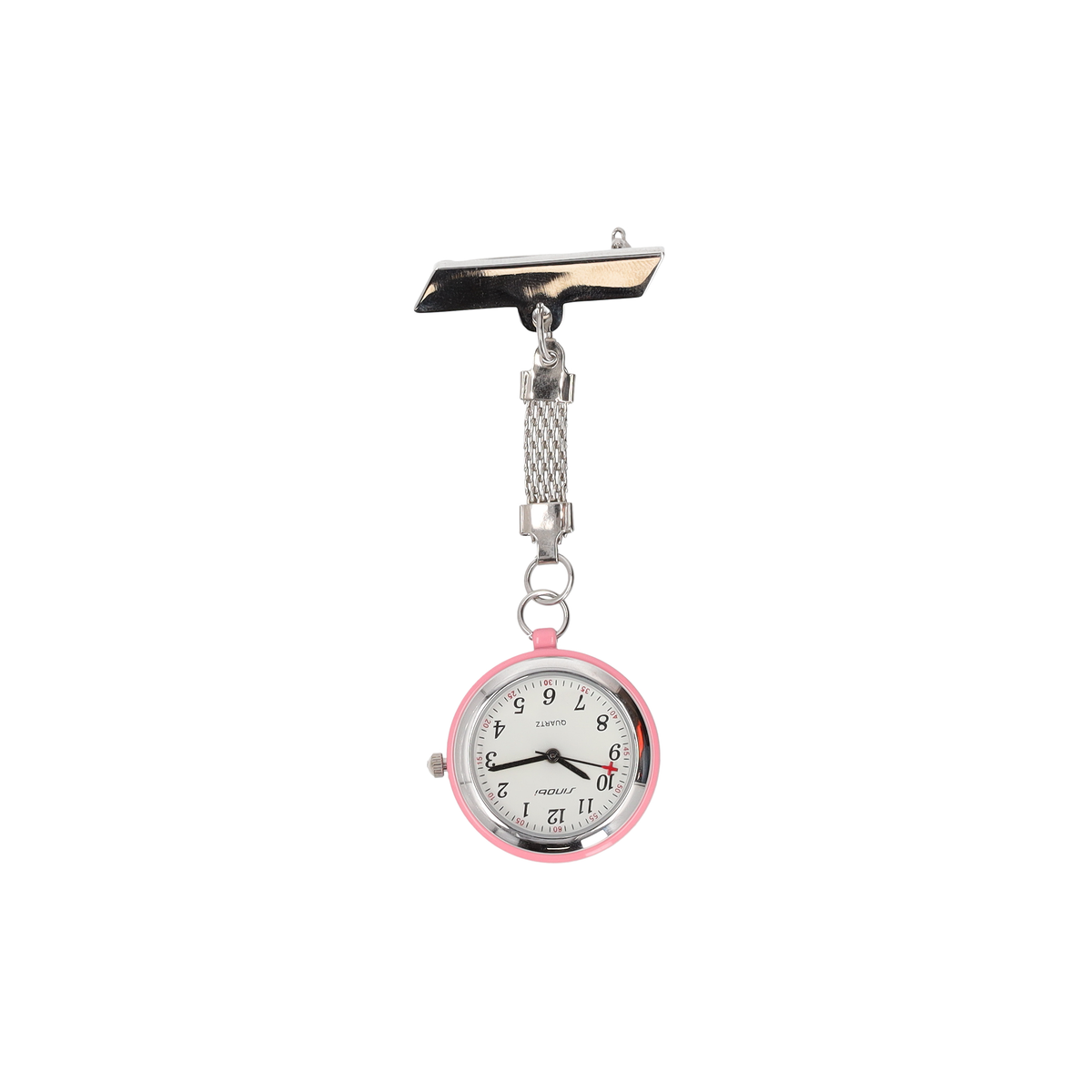 Nurses Fob Watch - Silver with Pink Edge - 