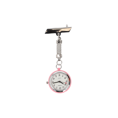 Nurses Fob Watch - Silver with Pink Edge - 