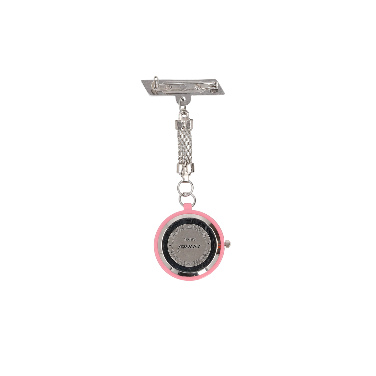 Nurses Fob Watch - Silver with Pink Edge - 