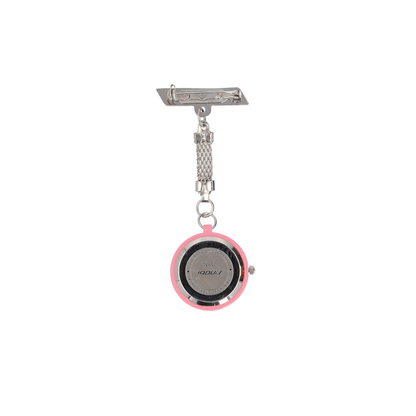 Nurses Fob Watch - Silver with Pink Edge - 