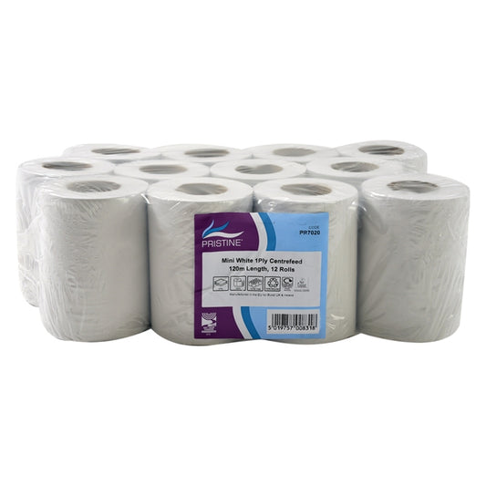 Centrefeed Rolls 1ply 120M - Case of 12 - White